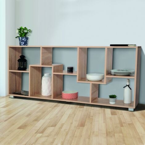 Libreria Bassa Design Moderna Scaffale 5 Ripiani 80x20x50cm Casa Ufficio  Beige