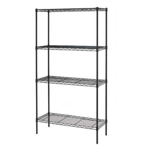 SCAFFALE A FILO 5 RIPIANI ACCIAIO VERNICIATO NERO 35X61X180H CM