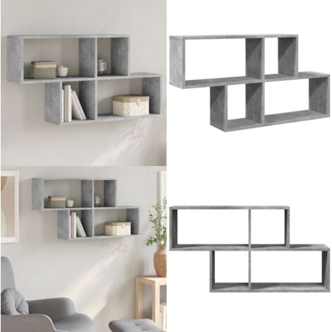Scaffale a Muro Grigio Cemento 100x20x53 cm Legno Multistrato - Scaffale in legno - Scaffale in legno multistrato