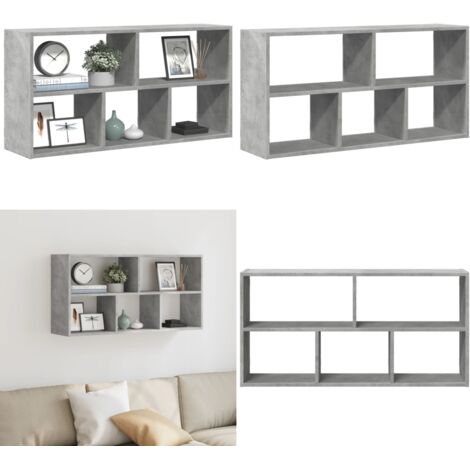 Scaffale a Muro Grigio Cemento 100x25x50 cm Legno Multistrato - Scaffale in legno - Scaffale in truciolato