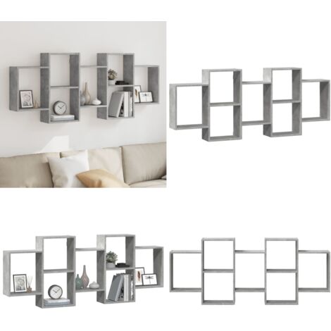 Scaffale a Muro Grigio Cemento 159x18x65 cm in Truciolato - Scaffale in truciolato - Scaffale grigio cemento