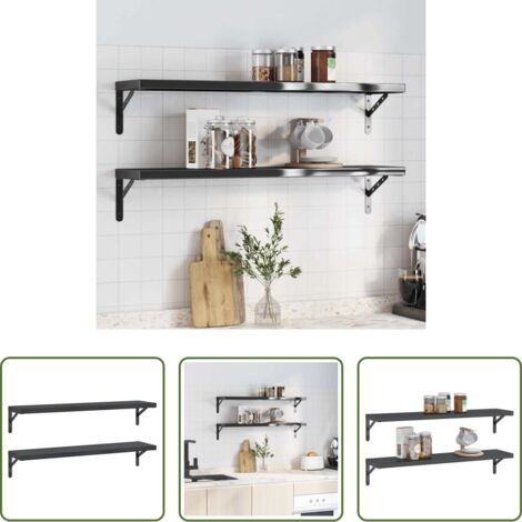 Scaffale a muro -  Mensole a Muro 2 pz 100x23,5 cm Nero in Acciaio Inossidabile