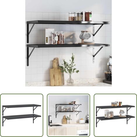 Scaffale a muro -  Mensole a Muro 2 pz 100x40 cm Nero in Acciaio Inossidabile