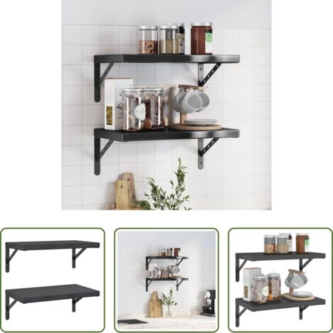 Scaffale a muro -  Mensole a Muro 2 pz 50x30 cm Nero in Acciaio Inossidabile