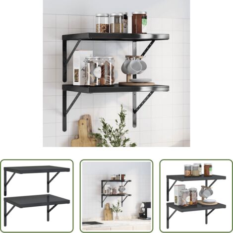 Scaffale a muro -  Mensole a Muro 2 pz 50x40 cm Nero in Acciaio Inossidabile