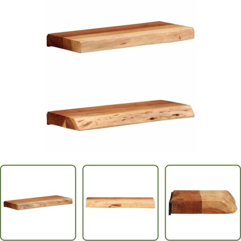 Scaffale a muro -  Mensole da Parete 2 pz 40x20x3,5 cm in Legno Massello di Acacia
