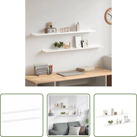 Scaffale a muro - Mensole da Parete 2 pz Bianco Lucido 100x9x3 cm