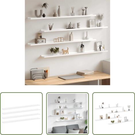Scaffale a muro - Mensole da Parete 2 pz Bianco Lucido 115x9x3 cm
