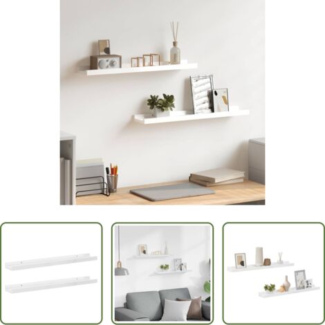 Scaffale a muro -  Mensole da Parete 2 pz Bianco Lucido 60x9x3 cm