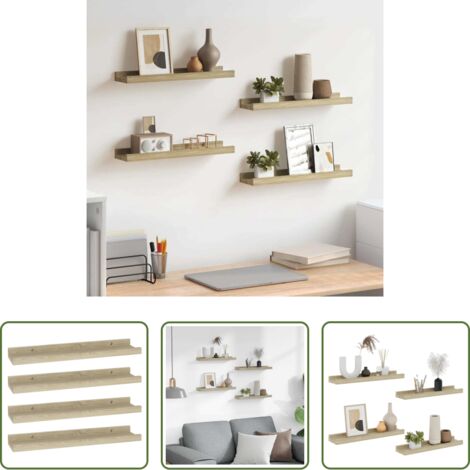 Scaffale a muro -  Mensole da Parete 4 pz Rovere Sonoma 40x9x3 cm
