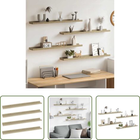 Scaffale a muro -  Mensole da Parete 4 pz Rovere Sonoma 80x9x3 cm