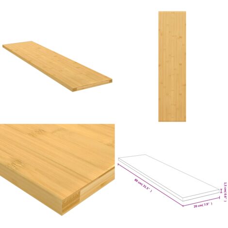 Scaffale a Parete 80x20x1,5 cm in Bambù - Scaffale in bambù - Scaffale decorativo
