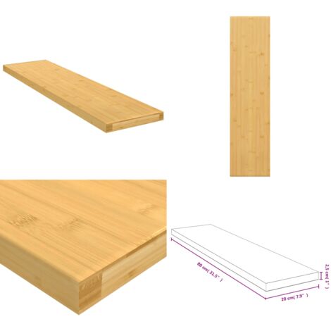 Scaffale a Parete 80x20x2,5 cm in Bambù - Scaffale in bambù - Scaffale decorativo
