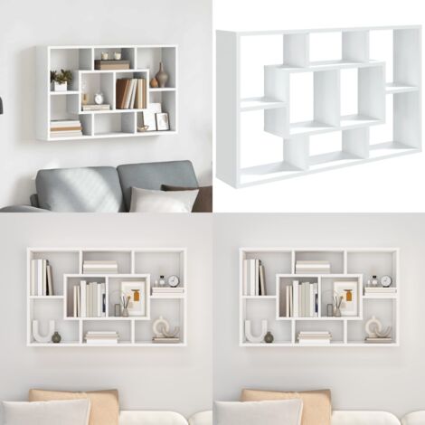 Scaffale a Parete Bianco 85x16x52,5 cm in Legno Multistrato - Scaffale in legno - Archiviazione sospesa