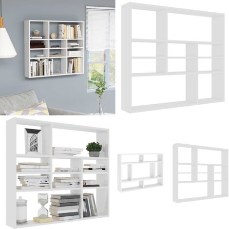 Scaffale a Parete Bianco 90x16x78 cm in in Multistrato - Scaffale in legno - Scaffale bianco