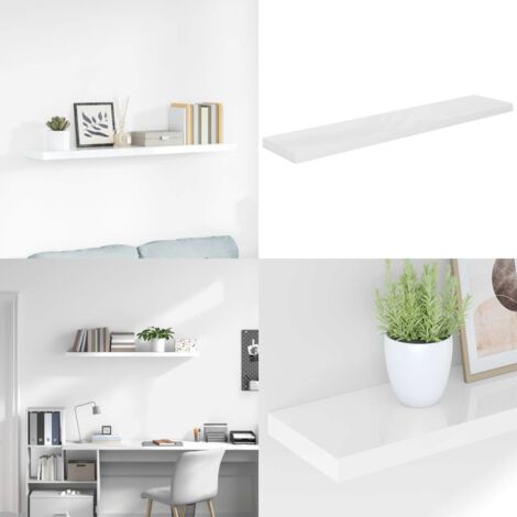 Scaffale a Parete Bianco Lucido 120x23,5x3,8 cm in MDF - Scaffale a parete - Scaffale in mdf