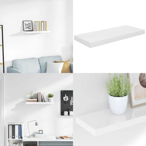Scaffale a Parete Bianco Lucido 60x23,5x3,8 cm in MDF - Scaffale a parete - Supporto espositivo