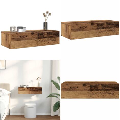 Scaffale a Parete con Cassetti Antico 60x26,5x15 cm Truciolato - Cassetti - Armadietto da parete