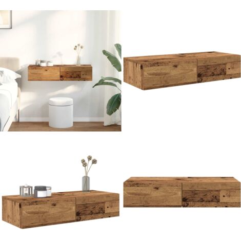 Scaffale a Parete con Cassetti Antico 80x33x17 cm in Truciolato - Cassetti - Armadietto da parete