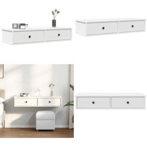 Scaffale a Parete con Cassetti Bianco 100x37,5x19 cm Truciolato - Cassetti - Armadietto da parete