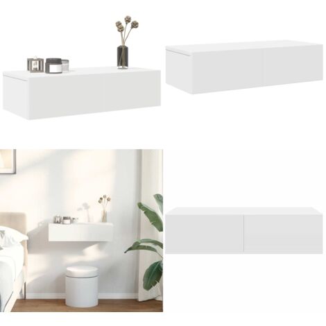 Scaffale a Parete con Cassetti Bianco 60x26,5x15 cm Truciolato - Cassetti - Mobiletto da parete