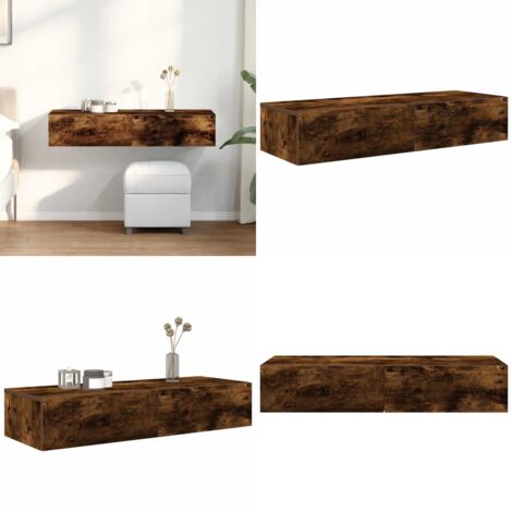 Scaffale a Parete con Cassetti Fumo 100x36x19 cm in Truciolato - Cassetti - Armadietto da parete