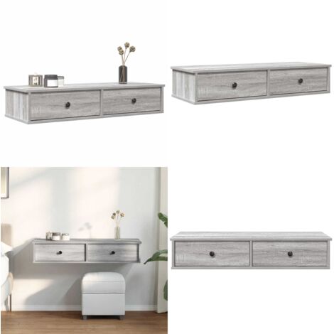 Scaffale a Parete con Cassetti Grigio 100x37,5x19 cm Truciolato - Cassetti - Armadietto da parete