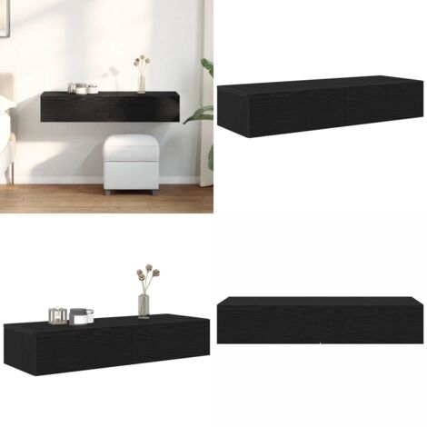 Scaffale a Parete con Cassetti Nero 100x36x19 cm in Truciolato - Cassetti - Armadietto da parete