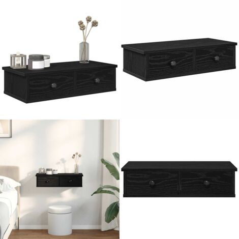 Scaffale a Parete con Cassetti Nero 60x28x15 cm in Truciolato - Cassetti - Armadietto da parete