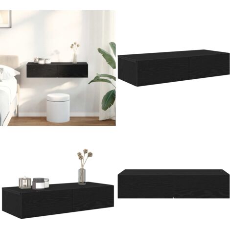 Scaffale a Parete con Cassetti Nero 80x33x17 cm in Truciolato - Cassetti - Armadietto da parete