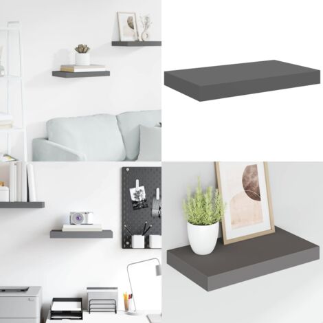Scaffale a Parete Grigio Lucido 40x23x3,8 cm in MDF - Scaffale a parete - Supporto espositivo