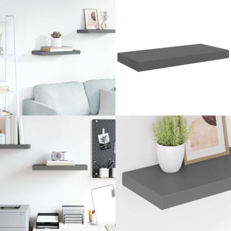 Scaffale a Parete Grigio Lucido 50x23x3,8 cm in MDF - Scaffale a parete - Supporto per oggetti