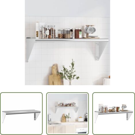 Scaffale a parete -  Mensola a Muro 100x30x31 cm Argento in Acciaio Inossidabile