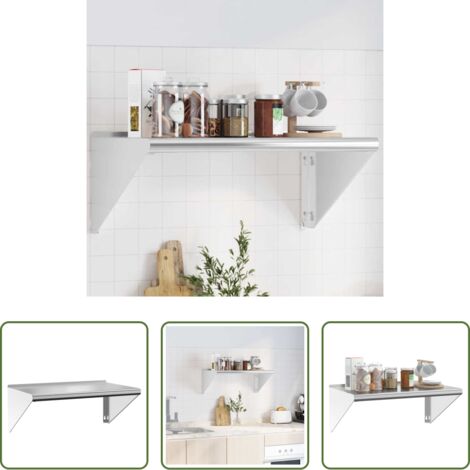 Scaffale a parete -  Mensola a Muro 75x45x31 cm Argento in Acciaio Inossidabile