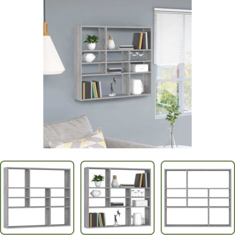 Scaffale a parete -  Mensola a Muro Grigio Sonoma 90x16x78 cm in Legno Multistrato