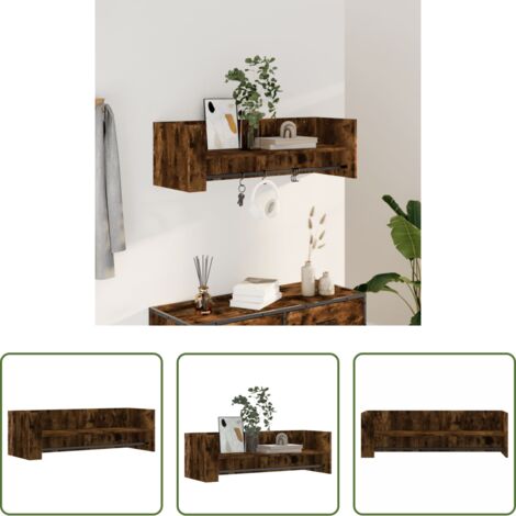 Scaffale a parete -  Mensola a Muro Rovere Fumo 100x35x30,5 cm Legno Multistrato
