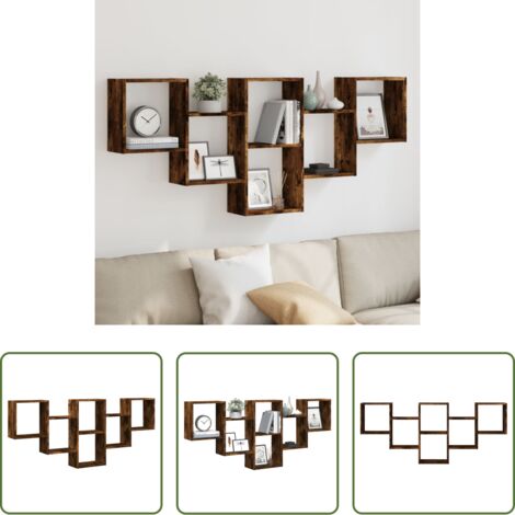 Scaffale a parete -  Mensola a Muro Rovere Fumo 159x18x66 cm in Truciolato