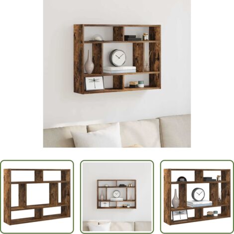 Scaffale a parete -  Mensola a Muro Rovere Fumo 75x16x55 cm in Legno Multistrato