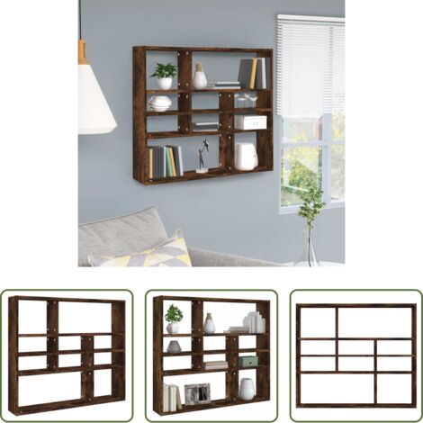 Scaffale a parete -  Mensola a Muro Rovere Fumo 90x16x78 cm in Legno Multistrato