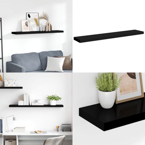 Scaffale a Parete Nero 120x23,5x3,8 cm in MDF - Scaffale a parete - Supporto a parete