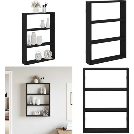 Scaffale a Parete Nero 43x9x60 cm in Legno Multistrato - Scaffale a parete - Scaffale in legno