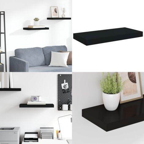 Scaffale a Parete Nero 50x23x3,8 cm in MDF - Scaffale in MDF - Scaffale nero