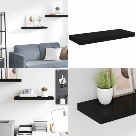 Scaffale a Parete Nero 60x23,5x3,8 cm in MDF - Scaffale a parete - Supporto espositivo