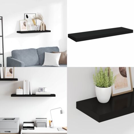 Scaffale a Parete Nero 80x23,5x3,8 cm in MDF - Scaffale a parete - Supporto espositivo