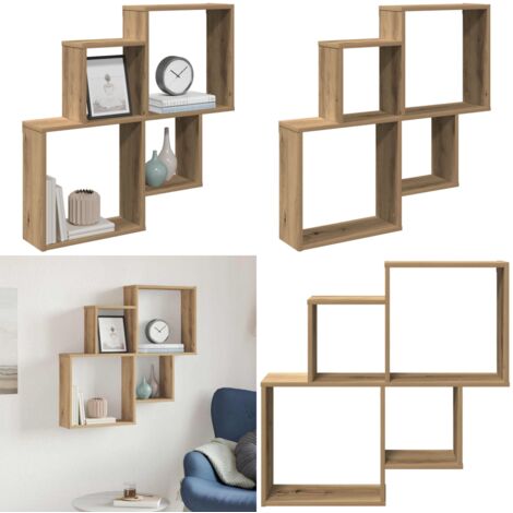 Scaffale a Parete Rovere Artigianale 80x15x78,5 cm Truciolato - Scaffale a parete - Scaffale in truciolato
