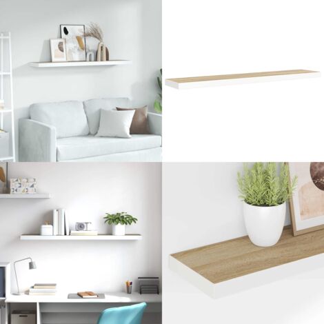 Scaffale a Parete Rovere e Bianco 120x23,5x3,8 cm in MDF - Scaffale a parete - Scaffale in mdf
