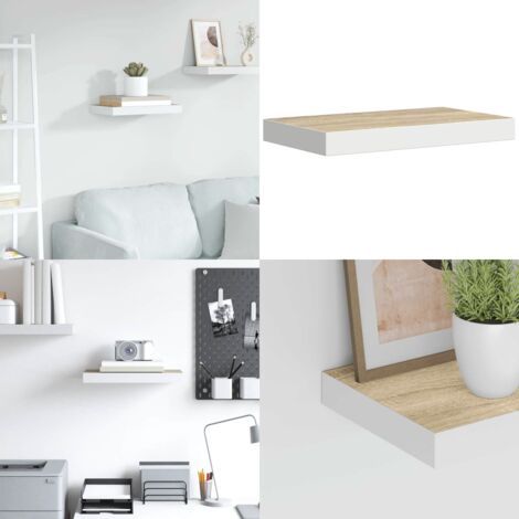 Scaffale a Parete Rovere e Bianco 50x23x3,8 cm in MDF - Scaffale a parete - Scaffale in mdf
