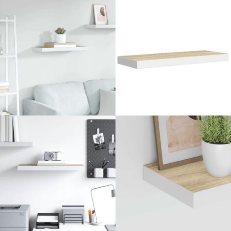 Scaffale a Parete Rovere e Bianco 60x23,5x3,8 cm in MDF - Scaffale a parete - Scaffale in mdf