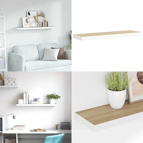 Scaffale a Parete Rovere e Bianco 90x23,5x3,8 cm in MDF - Scaffale a parete - Scaffale in mdf