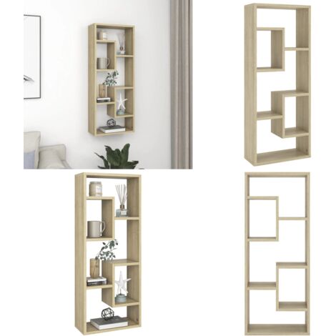 Scaffale a Parete Rovere Sonoma 36x16x90 cm Legno Multistrato - Mensola a parete - Scaffale in legno